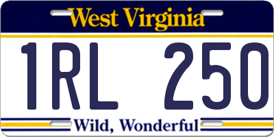 WV license plate 1RL250