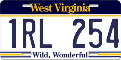 WV license plate 1RL254