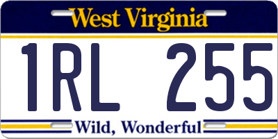 WV license plate 1RL255