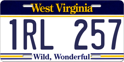 WV license plate 1RL257