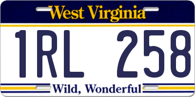 WV license plate 1RL258