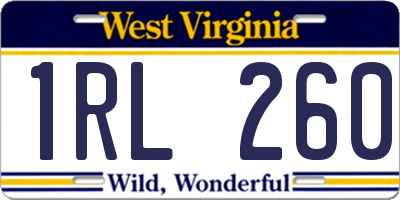 WV license plate 1RL260