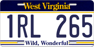 WV license plate 1RL265