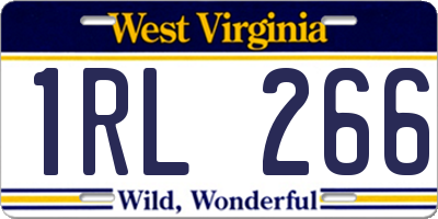 WV license plate 1RL266