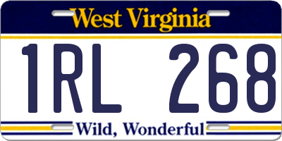 WV license plate 1RL268
