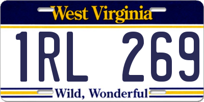 WV license plate 1RL269