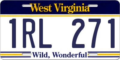 WV license plate 1RL271