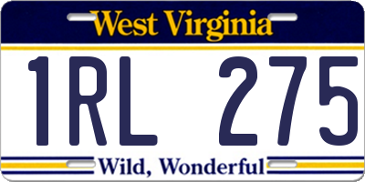 WV license plate 1RL275