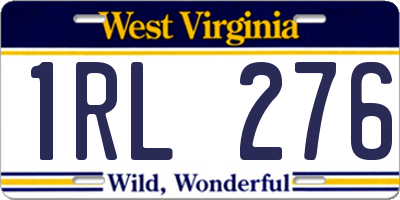 WV license plate 1RL276
