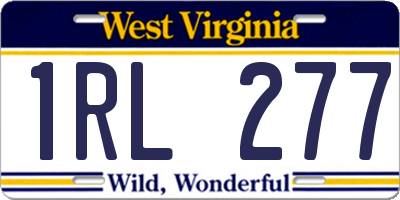 WV license plate 1RL277