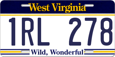 WV license plate 1RL278