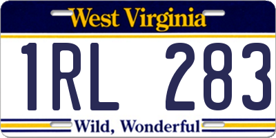 WV license plate 1RL283