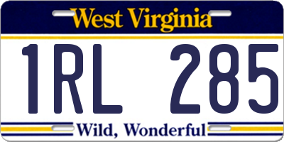 WV license plate 1RL285