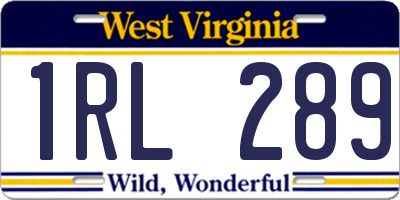 WV license plate 1RL289