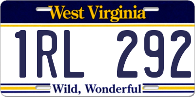 WV license plate 1RL292