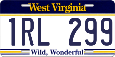 WV license plate 1RL299