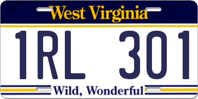 WV license plate 1RL301