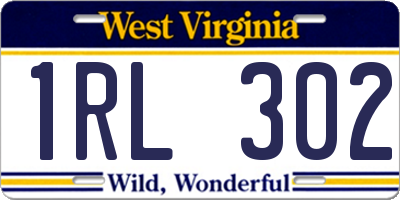 WV license plate 1RL302