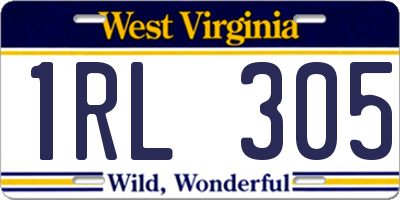 WV license plate 1RL305
