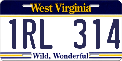 WV license plate 1RL314