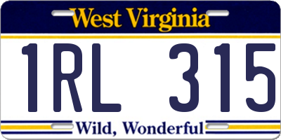 WV license plate 1RL315