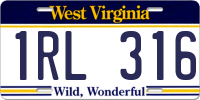 WV license plate 1RL316