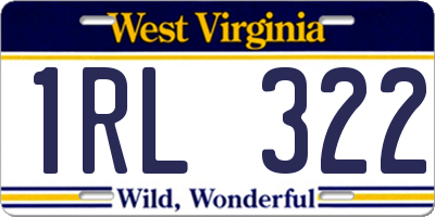 WV license plate 1RL322