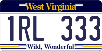 WV license plate 1RL333