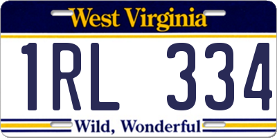 WV license plate 1RL334