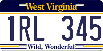 WV license plate 1RL345