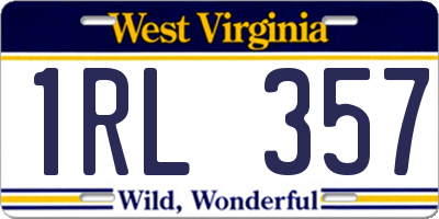 WV license plate 1RL357