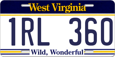 WV license plate 1RL360