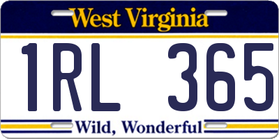 WV license plate 1RL365