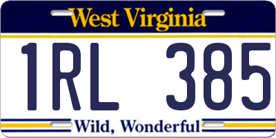 WV license plate 1RL385