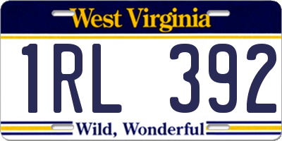 WV license plate 1RL392