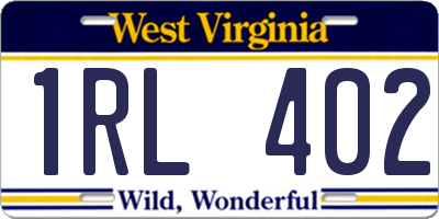 WV license plate 1RL402