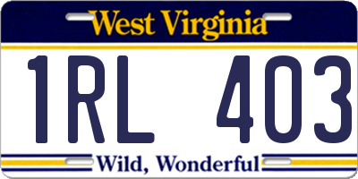 WV license plate 1RL403