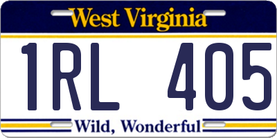 WV license plate 1RL405