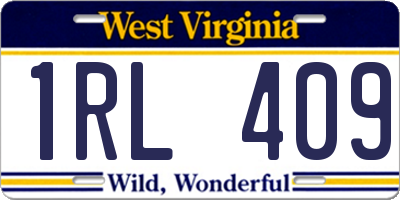WV license plate 1RL409