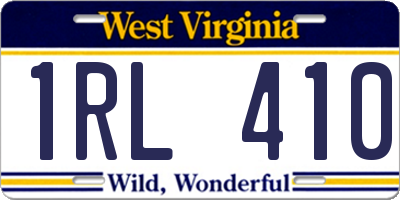 WV license plate 1RL410