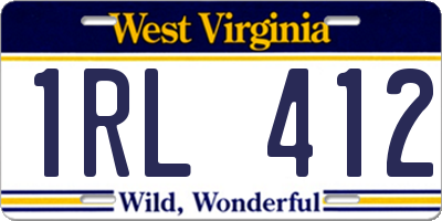 WV license plate 1RL412