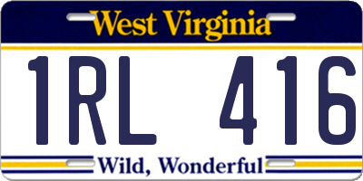 WV license plate 1RL416