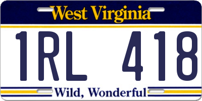 WV license plate 1RL418