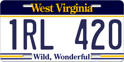WV license plate 1RL420