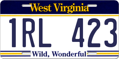 WV license plate 1RL423