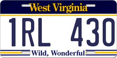 WV license plate 1RL430