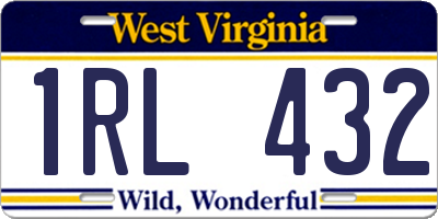 WV license plate 1RL432