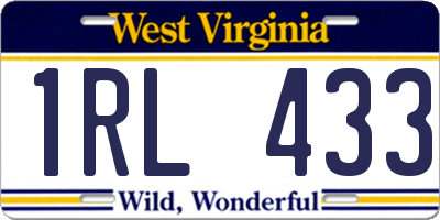 WV license plate 1RL433