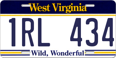 WV license plate 1RL434