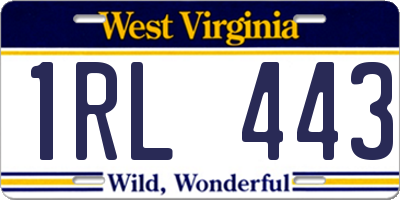 WV license plate 1RL443